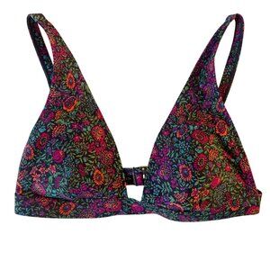 Summersalt The Plunge Bikini Top Only Red Florals SZ 4